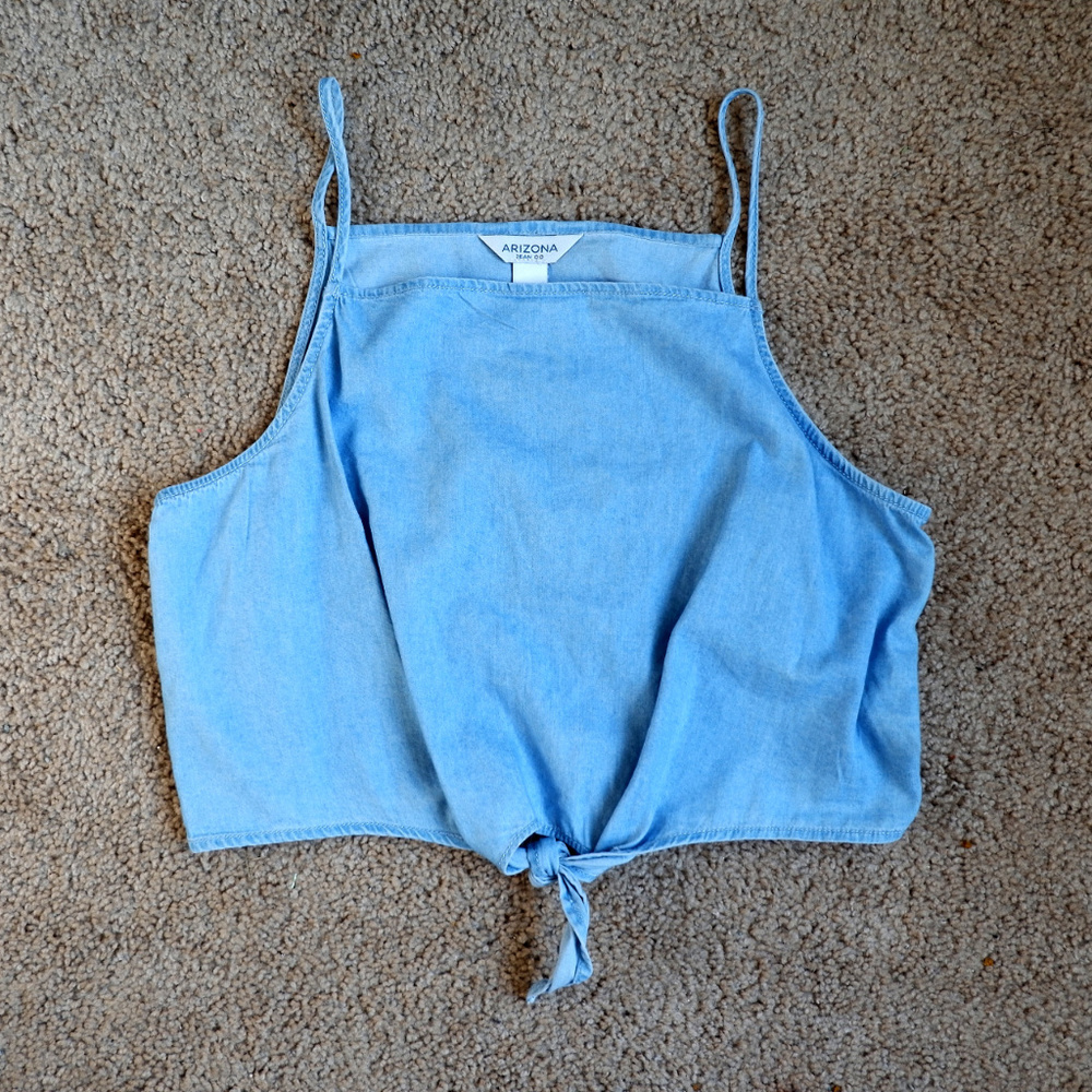 NWT Denim Front Tie Crop Top